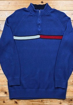 Vintage Tommy Hilfiger blue 1/4 zip jumper XL 