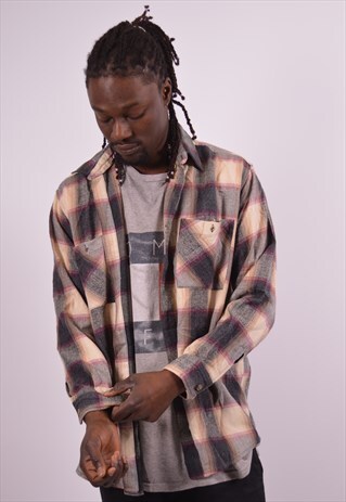 MENS VINTAGE SHIRT LARGE MULTI CHECK 90S