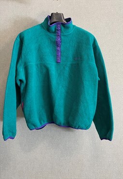 LL BEAN Womens vintage purple/green fleece pullover 90s