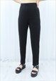 90s Vintage Black High Waisted Wool Trousers 