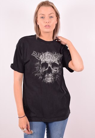 HARLEY-DAVIDSON WOMENS VINTAGE T-SHIRT TOP MEDIUM BLACK 90S