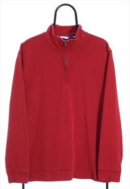 Vintage Calvin Klein Red Quarter Zip Sweatshirt Womens