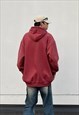 RED PUNK GRAPHIC COTTON OVERSIZED HOODIES 