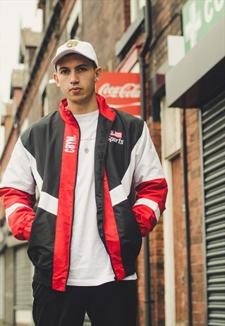 RETRO / 90'S INSPIRED / RED FESTIVAL WINDBREAKER JACKET