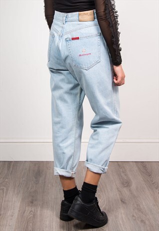 90'S VINTAGE LIGHT BLUE DENIM HIGH WAIST MOM JEANS