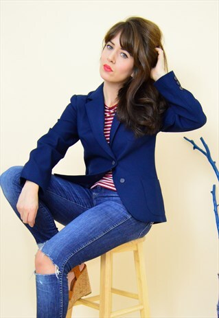VINTAGE 90S NAVY BLUE BLAZER- PETITE SIZE