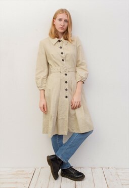 Vintage Pauw Women's L Linen Trench Mac Overcoat Coat Mac