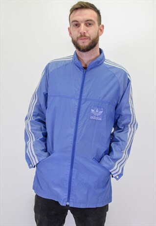 VINTAGE ADIDAS WINDBREAKER JACKET IN BLUE XL