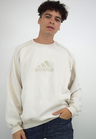 VINTAGE 90S ADIDAS CREAM LOGO SWEATER