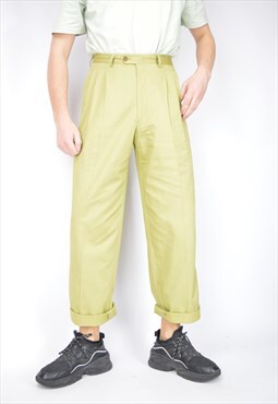 Vintage yellow classic straight suit trousers