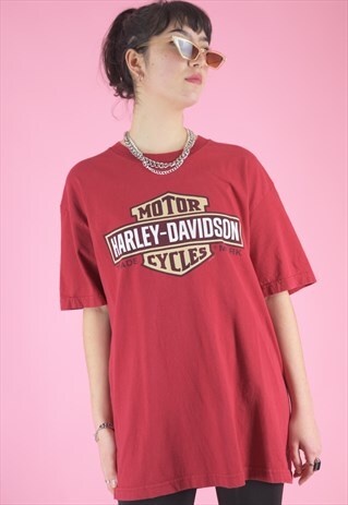 VINTAGE HARLEY-DAVIDSON T-SHIRT IN RED WITH GRAPHIC PRINT
