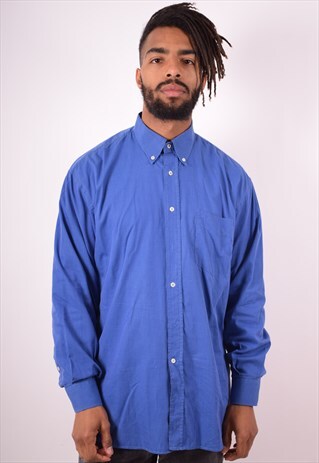 VALENTINO MENS VINTAGE SHIRT XL BLUE 90S