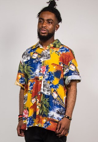 VINTAGE 90'S HAWAIIAN TROPICAL SHORT SLEEVE SHIRT
