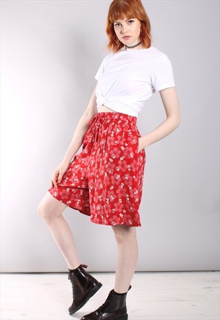 VINTAGE 90S HAWAIIAN FLORAL HIGH WAISTED CULOTTE SHORTS