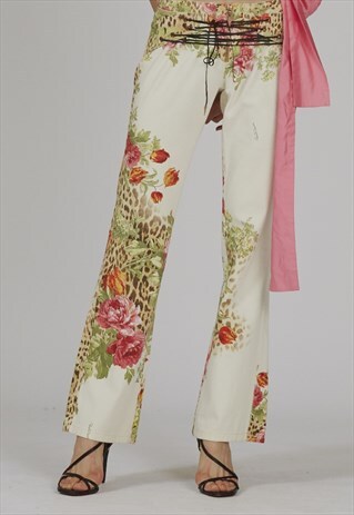 RARE VINTAGE 90'S FLORAL/LEOPARD PRINT ROBERTO CAVALLI JEANS