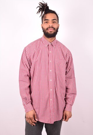 RALPH LAUREN MENS VINTAGE SHIRT LARGE RED CHECK 90S