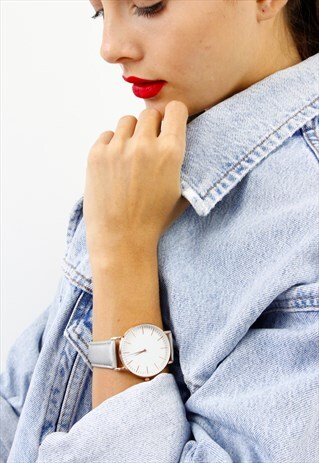 SILVER & ROSE GOLD WHITE FACE WATCH