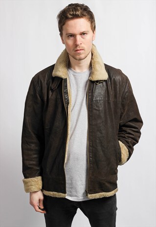 VINTAGE LEATHER SHERPA JACKET