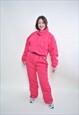 Retro one piece ski suit, pink snowsuit LARGE size 90s cozy 