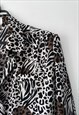 80S ANIMAL PRINT BUTTONED BLOUSE - LARGE 