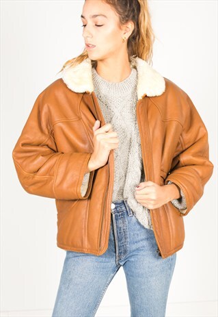 VINTAGE 80S WINTER SHEEPSKIN COAT / R060