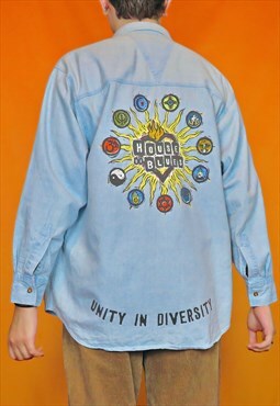 Vintage House of Blues American Denim Jean Graphic Shirt 90s