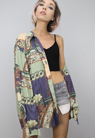 VINTAGE 80S/90S OVERSIZED PATTERNED SHIRT