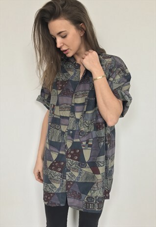 PATTERNED OVERSIZED RETRO VINTAGE UNISEX FESTIVAL SHIRT