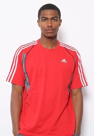 VINTAGE ADIDAS LOGO T-SHIRT RED