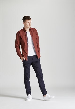 RUST SLIM FIT WITH BLACK/GREY CONTRAST PLACKET