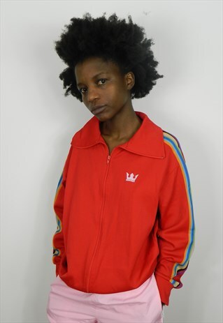 RED JACKET WITH MULTI STRIPES