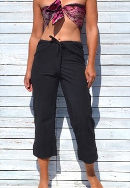 Off black organic cotton 3/4 crop pants