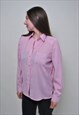 MINIMALIST PINK BLOUSE, 90'S FORMAL BUTTON UP SHIRT - LARGE
