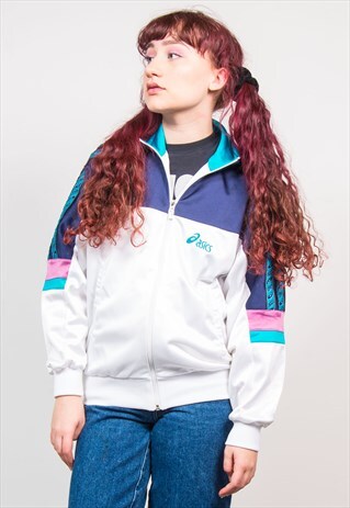 VINTAGE 90'S ASICS SILKY BLUE TRACKSUIT JACKET