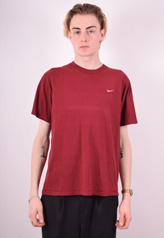 NIKE MENS VINTAGE T-SHIRT TOP LARGE MAROON 90S