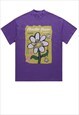 Floral t-shirt vintage poster tee 70s hippie top in purple 