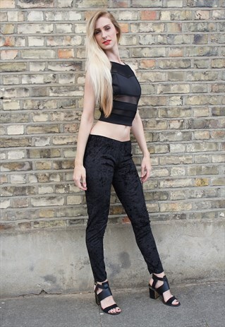 BLACK VELVET LEGGINGS