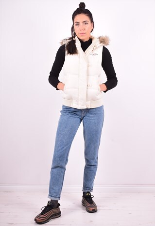 RALPH LAUREN WOMENS VINTAGE PADDED GILET XS WHITE 90'S