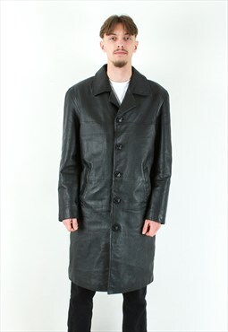 Angelo Litrico M Leather Over Coat Jacket Padded Grunge Mac