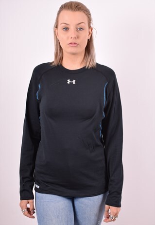 UNDER ARMOUR WOMENS VINTAGE TOP LONG SLEEVE MEDIUM BLACK 90S
