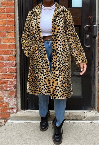 VINTAGE 80S FAUX FUR CHEETAH PRINT COAT
