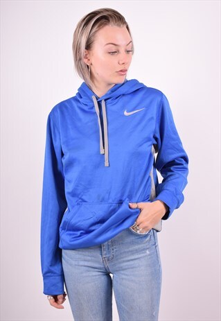 NIKE WOMENS VINTAGE HOODIE JUMPER SMALL BLUE 90'S