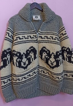 Vintage 1970s heavy knit sheep patterned jacket