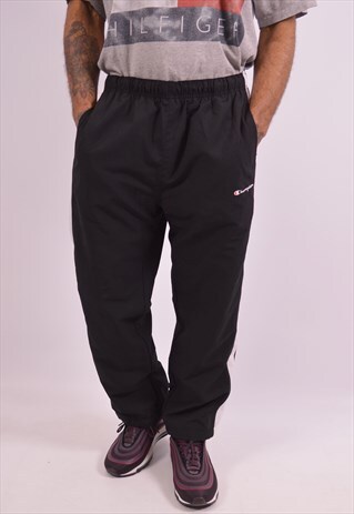 CHAMPION MENS VINTAGE TRACKSUIT TROUSERS LARGE BLACK 90S