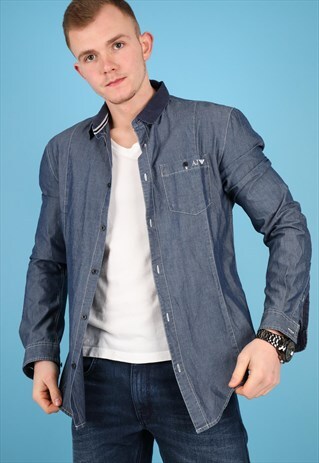 VINTAGE ARMANI SHIRT IN BLUE NS145