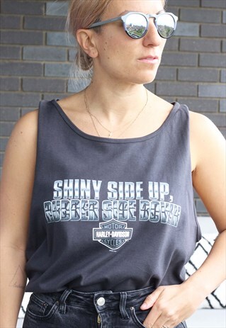 VINTAGE Y2K HARLEY DAVIDSON GREY NORTH CAROLINA VEST