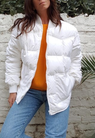 VINTAGE 80S SCHOTT NYC WHITE PUFFER JACKET