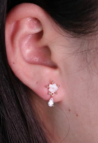 LILY DEW DROP EARRINGS - ROSE GOLD