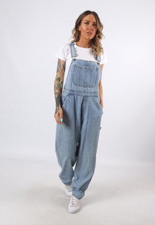 DENIM DUNGAREES BILL BLASS WIDE TAPERED LEGS UK 12 (8BG)