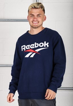 Vintage Reebok Sweatshirt in Navy Pullover Jumper XL